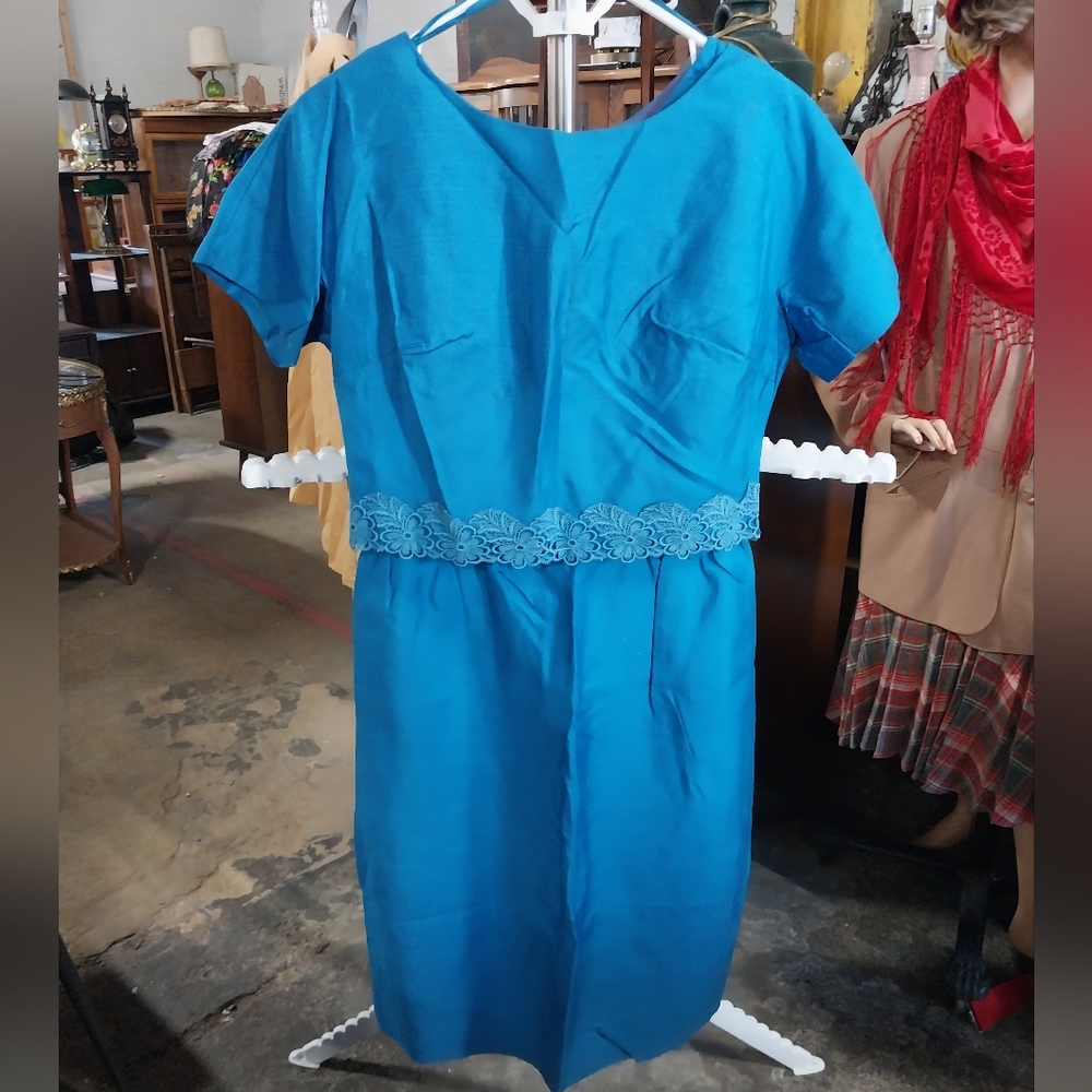 1960s Elegant Blue Dress